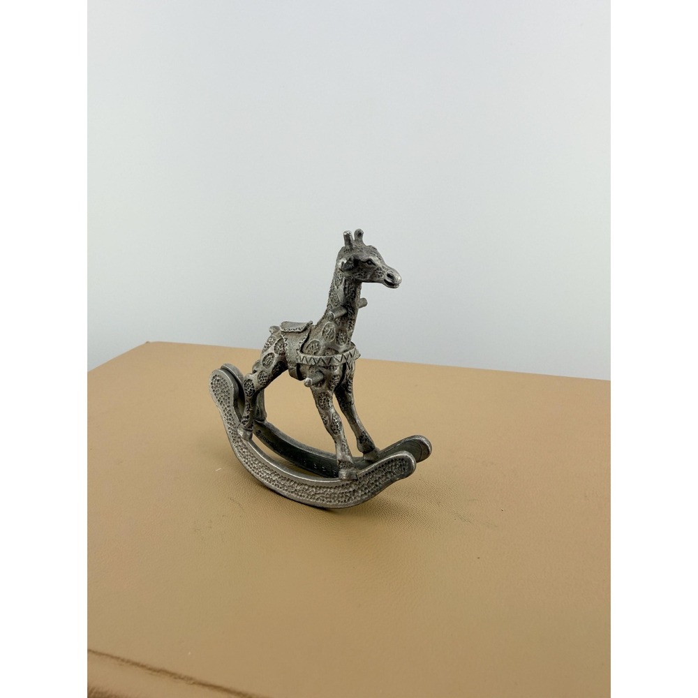Vintage 1982 Spoontiques Pewter Rocking Giraffe Figurine Metal Rocking Statue - Picture 3 of 10